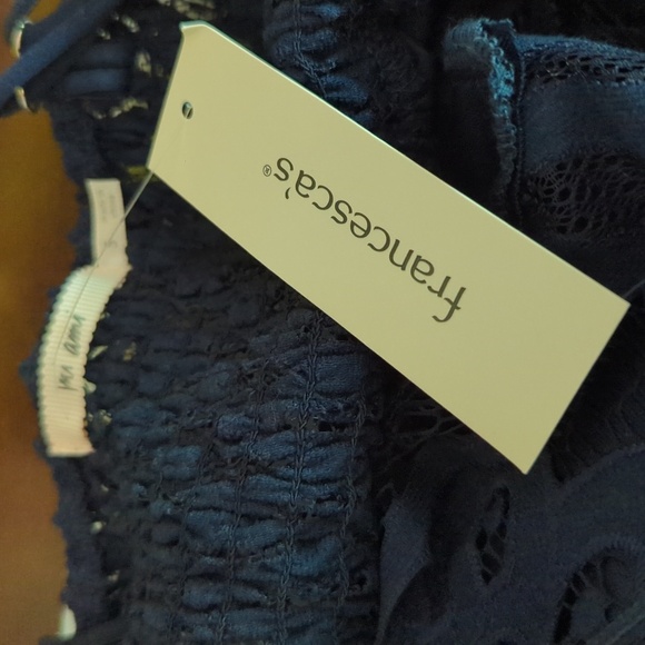 New with Tags Mi Ami Blue Lace Maxi Dress with Crisscross Stripes Women's Size S - Picture 4 of 6